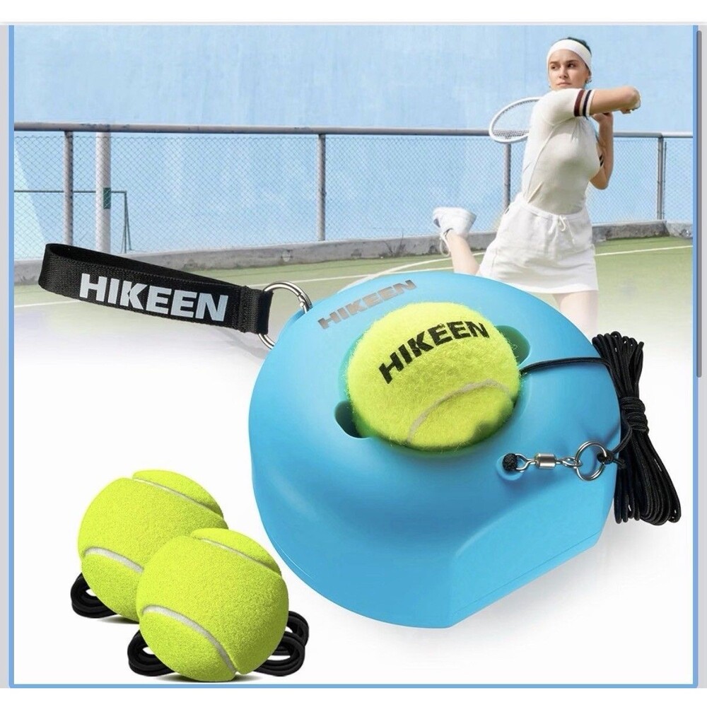 Hikeen Premium Tennis Trainer Set Rebound with Metal Base, Portable Solo Blue
